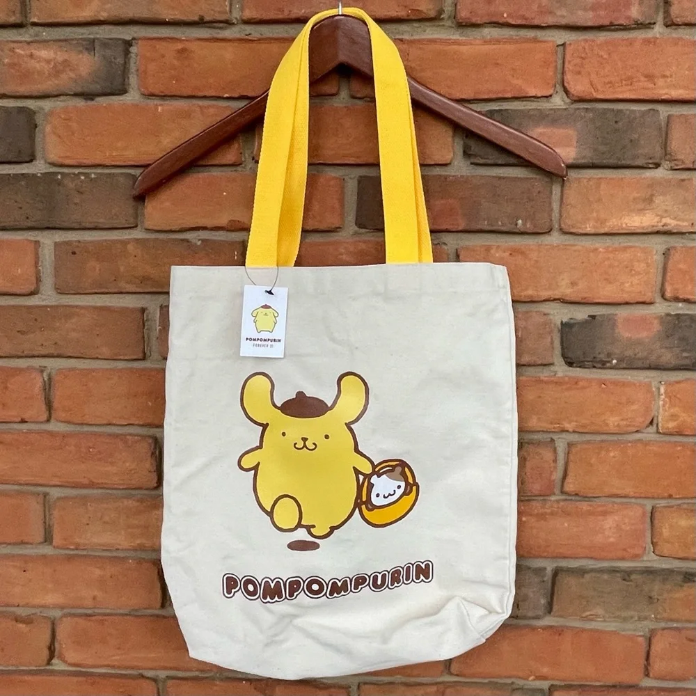 NWT Forever 21 Pompompurin Canvas Tote Bag with Yellow Handles